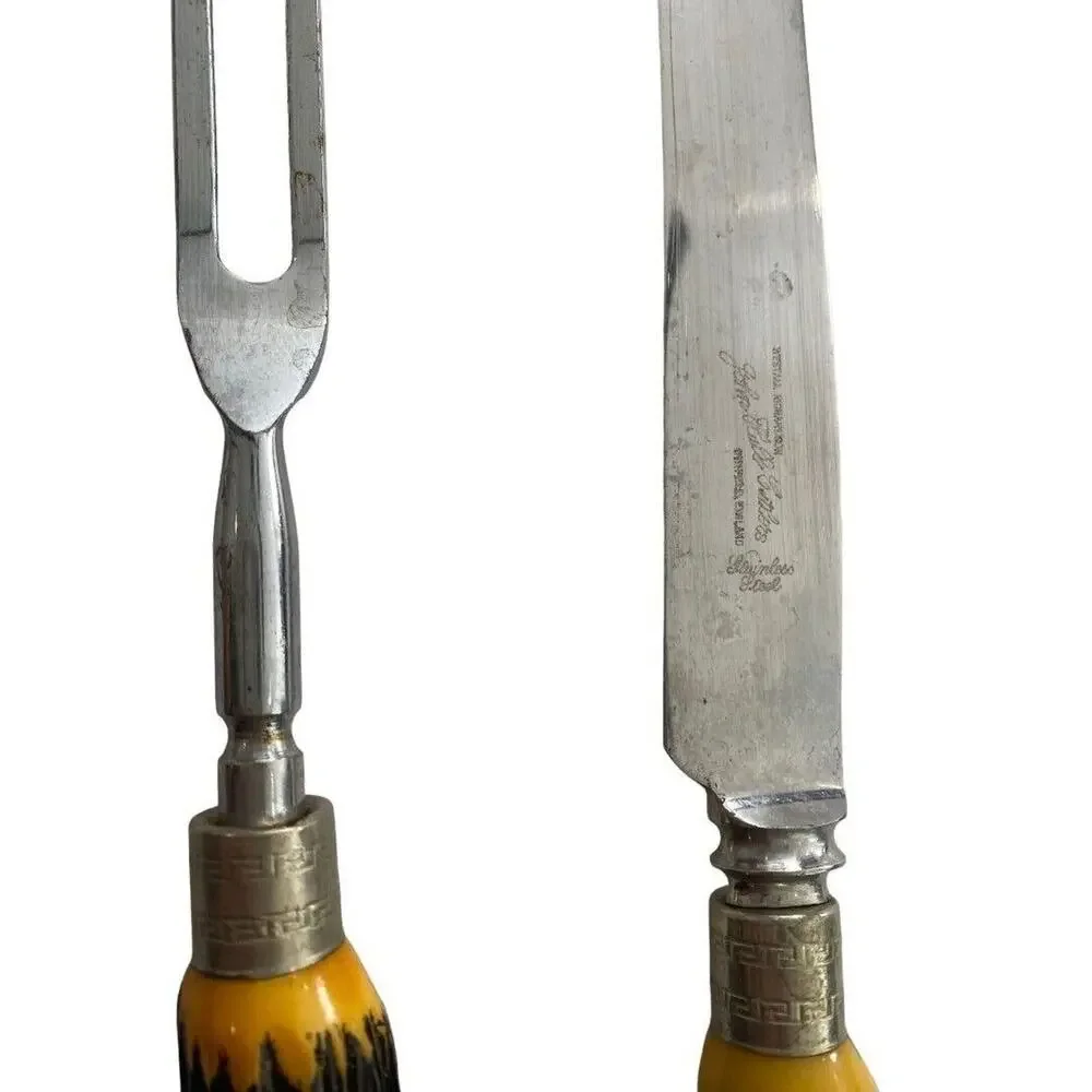 VTG 2 Pc Westall Richardson England Carving Knife Set Antler Bakelite Handles